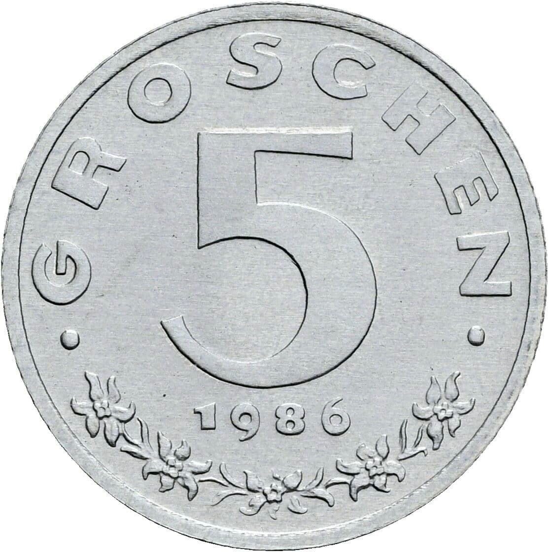 5 Groschen 1986 – Vorderseite