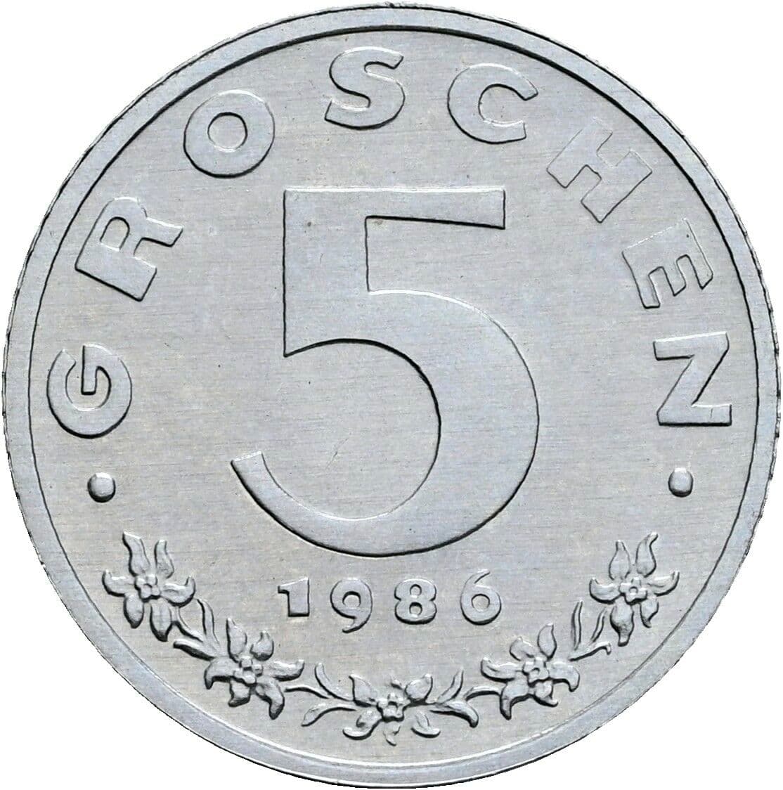 5 Groschen 1986 – Vorderseite