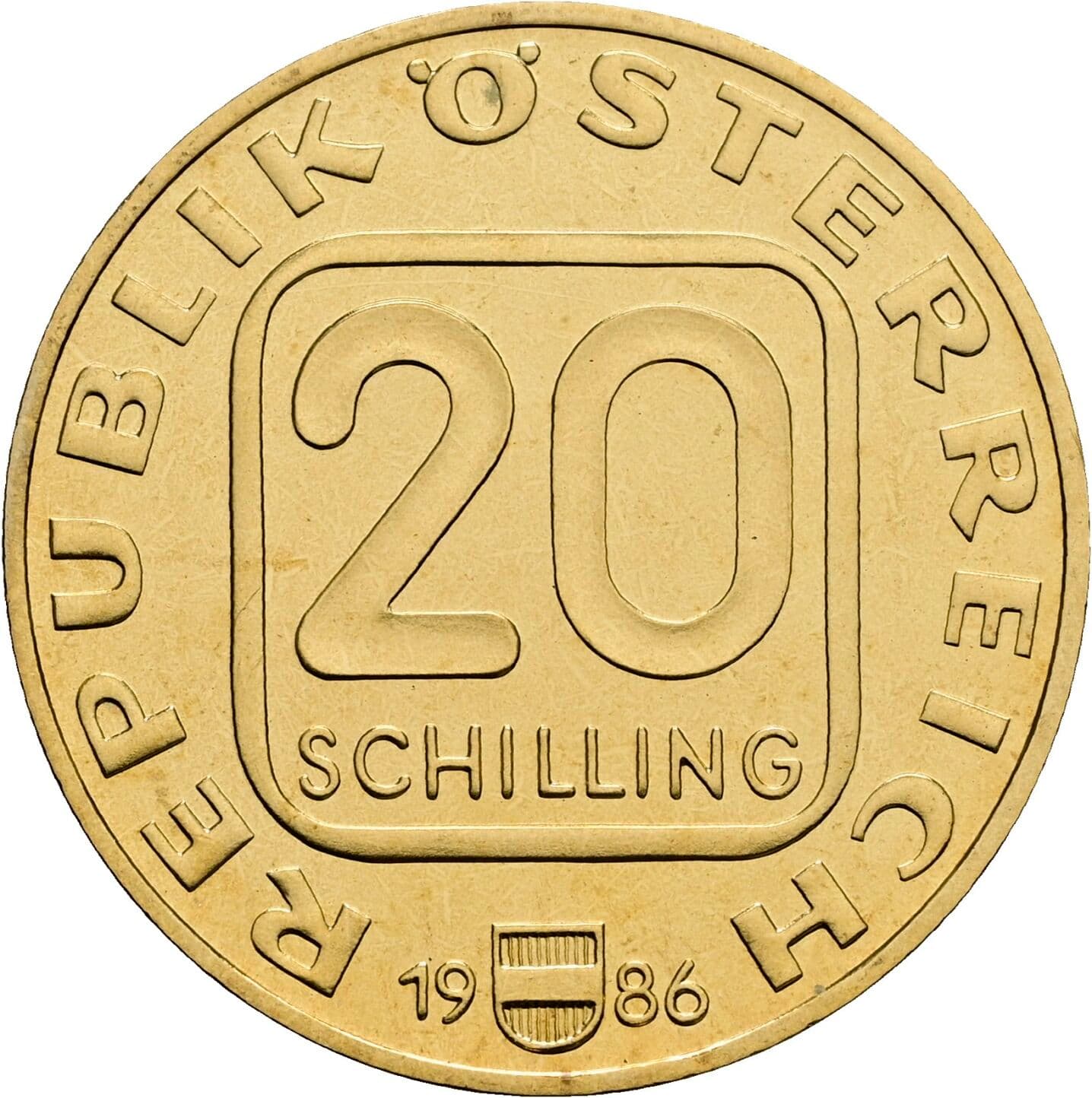 20 Schilling 1986 – Vorderseite