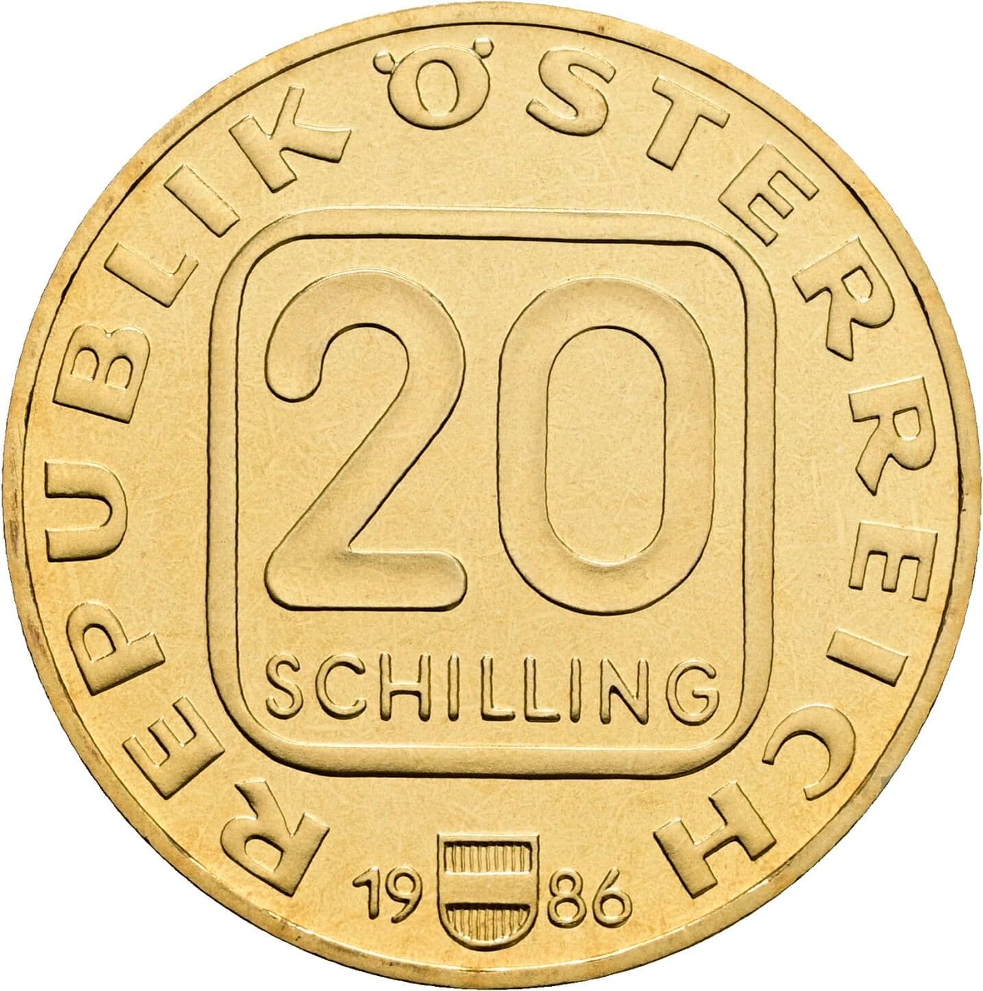 20 Schilling 1986 – Vorderseite