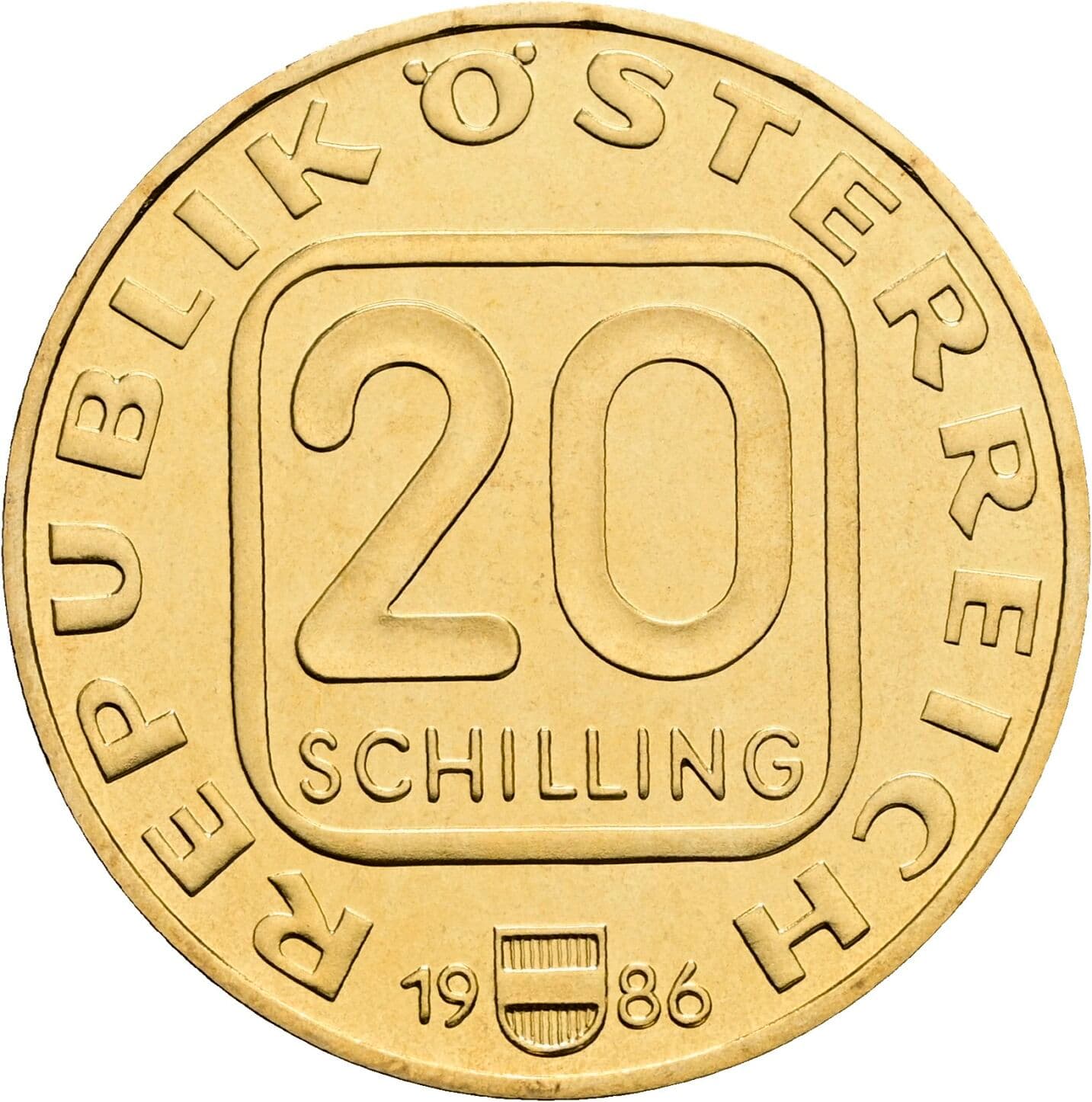 20 Schilling 1986 – Vorderseite