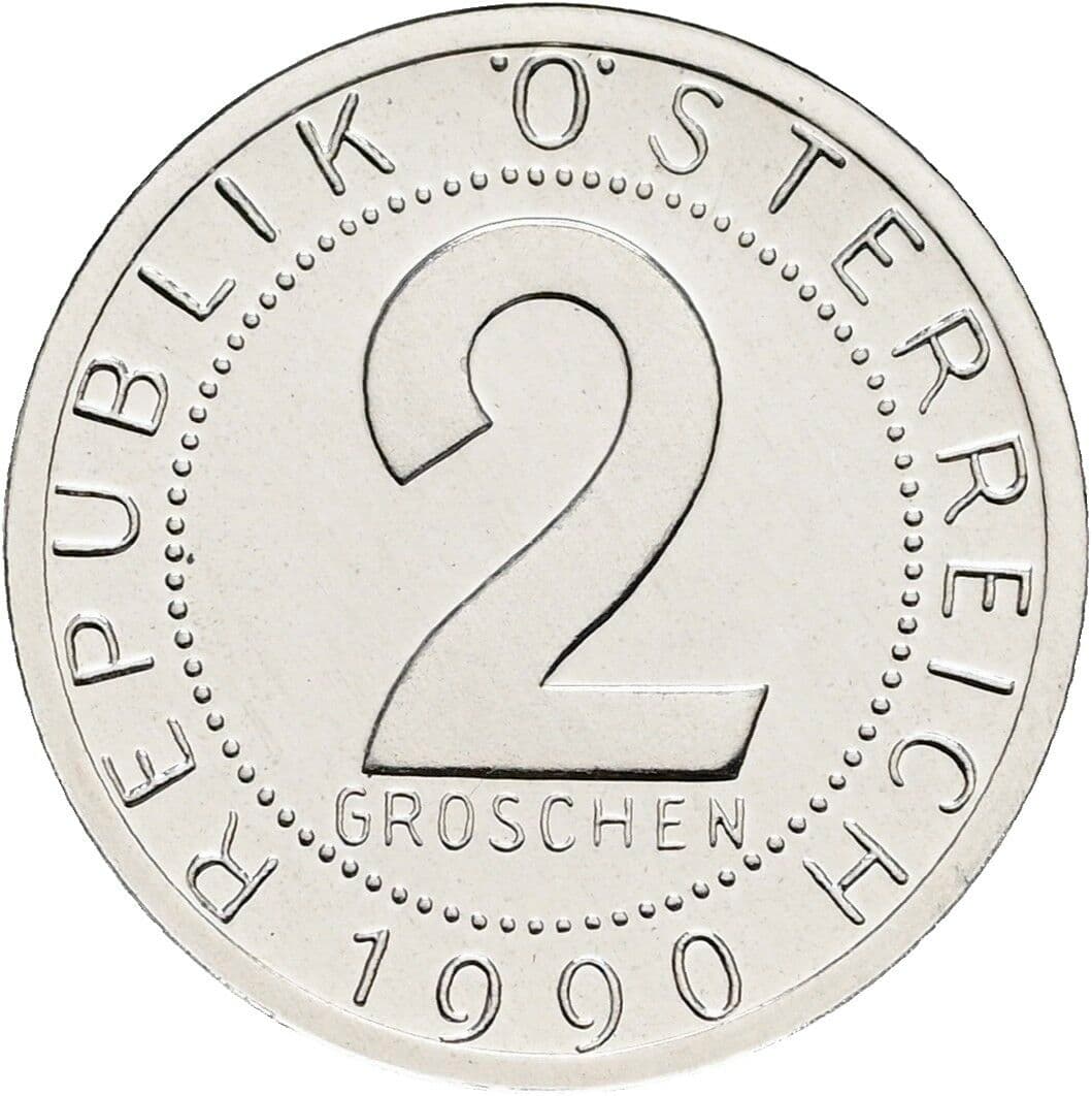 2 Groschen 1990 – Vorderseite