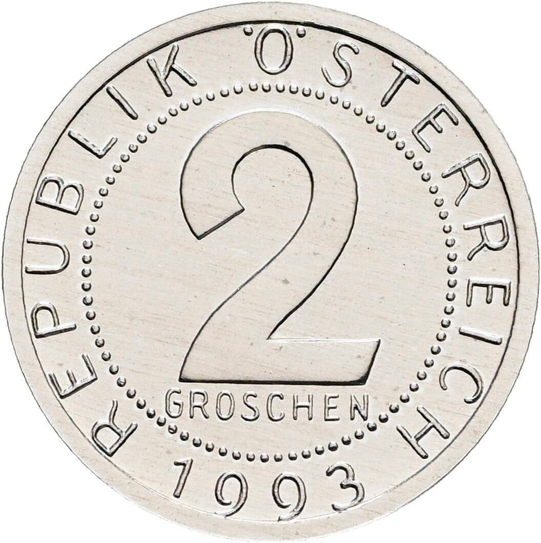 2 Groschen 1993 – Vorderseite