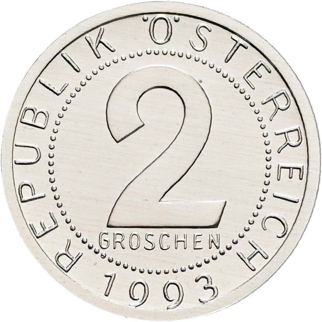 2 Groschen 1993 – Vorderseite