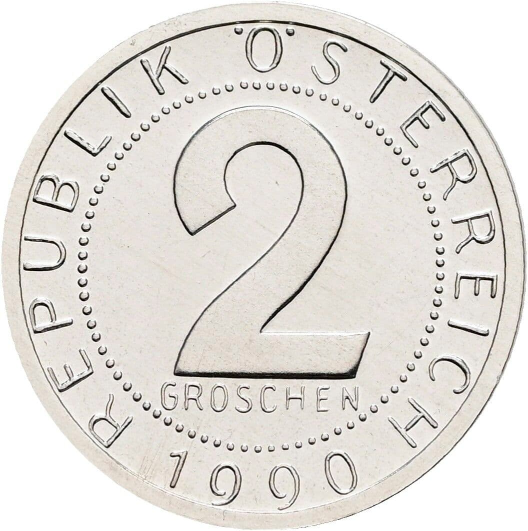 2 Groschen 1990 – Vorderseite