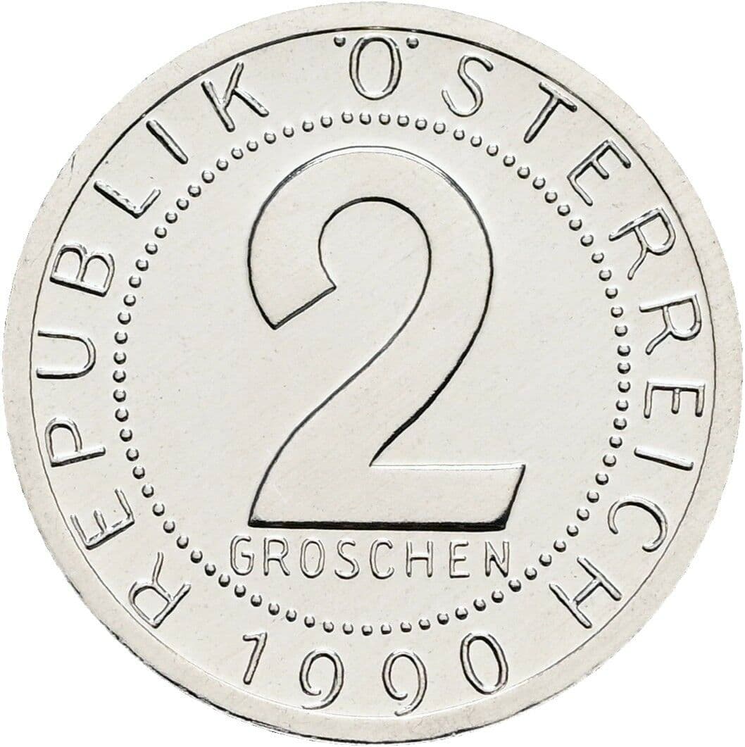 2 Groschen 1990 – Vorderseite