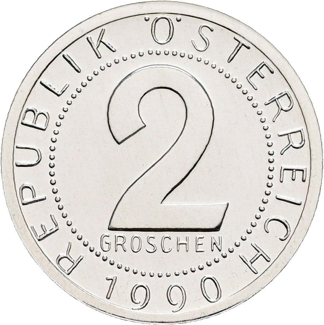 2 Groschen 1990 – Vorderseite