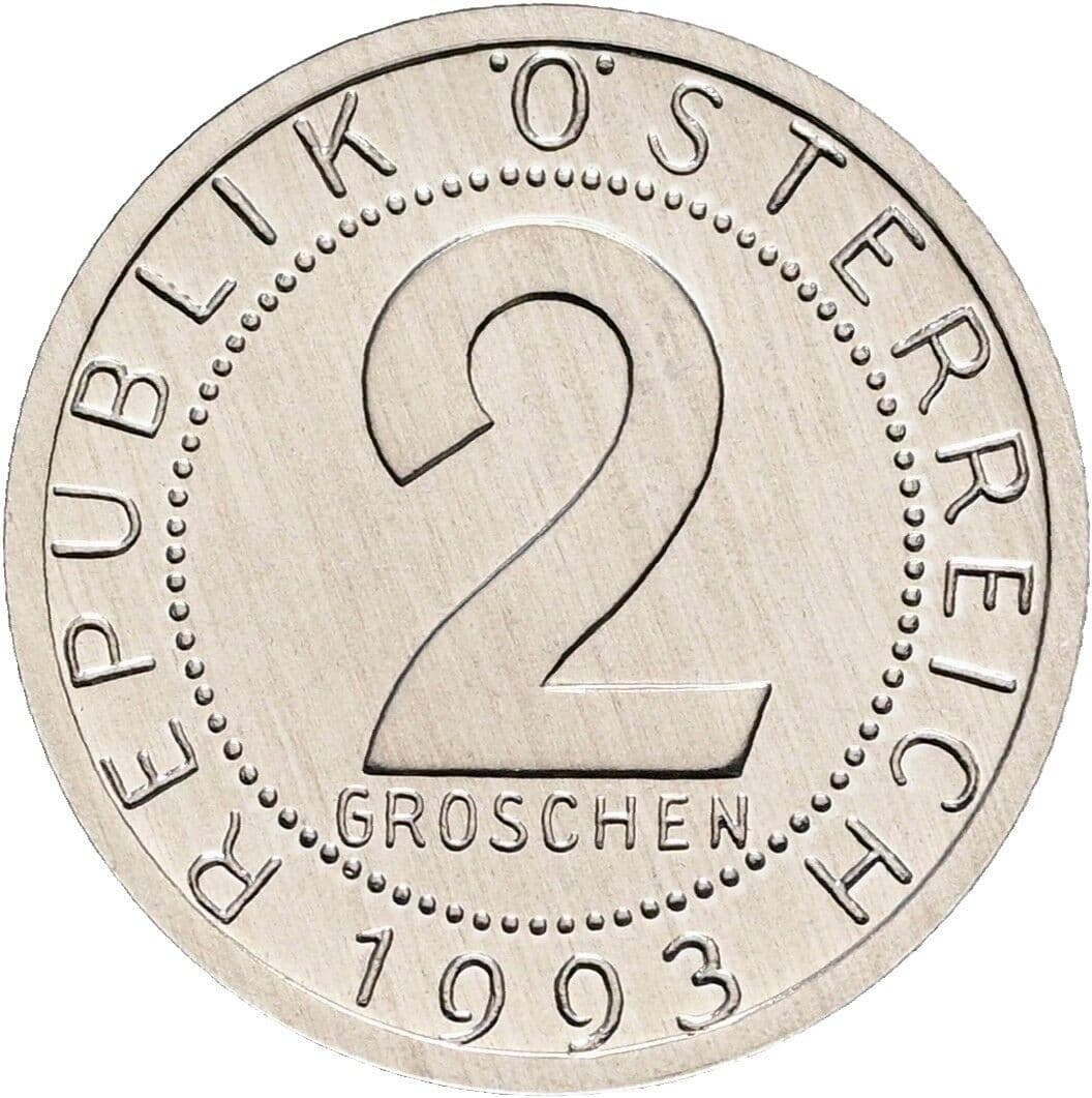 2 Groschen 1993 – Vorderseite
