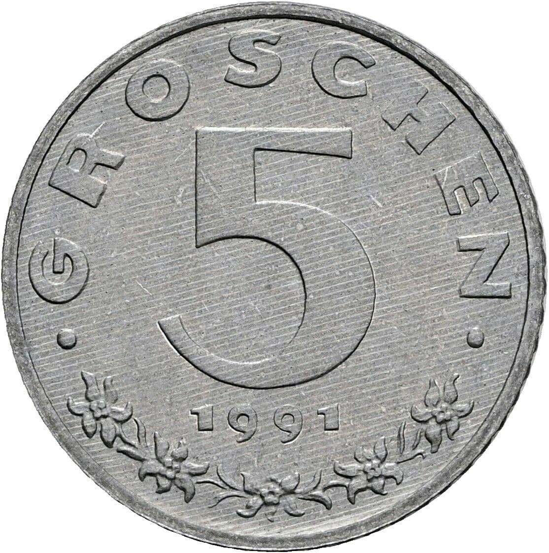 5 Groschen 1991 – Vorderseite