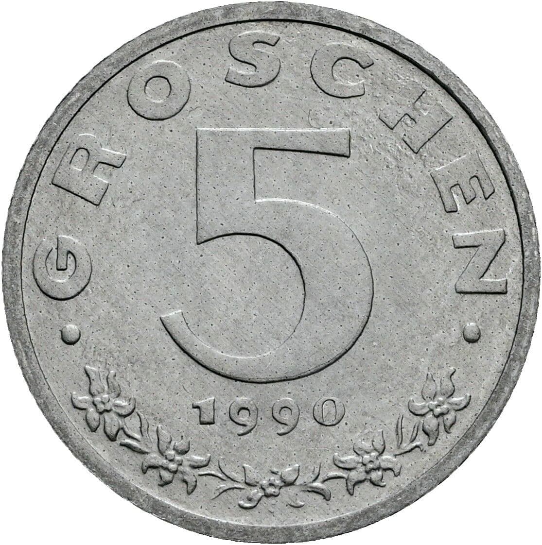 5 Groschen 1990 – Vorderseite