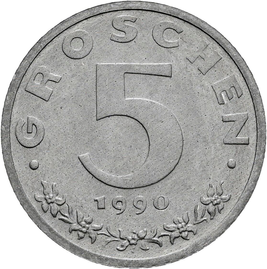 5 Groschen 1990 – Vorderseite