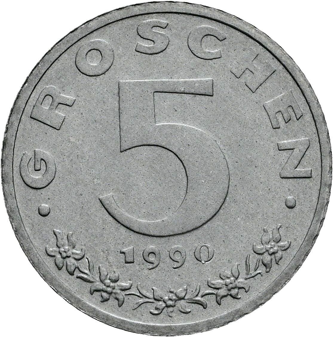 5 Groschen 1990 – Vorderseite