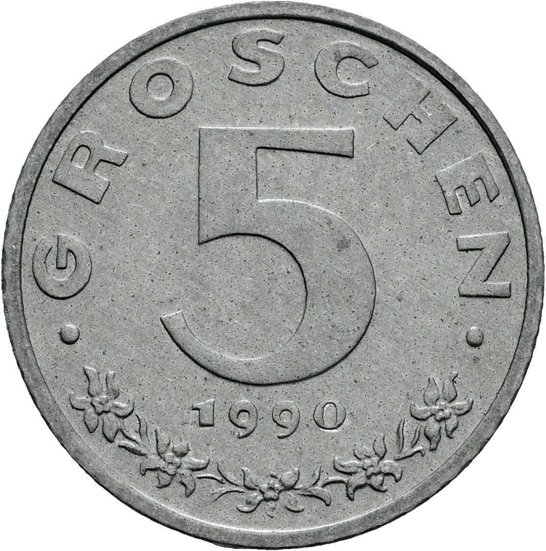5 Groschen 1990 – Vorderseite