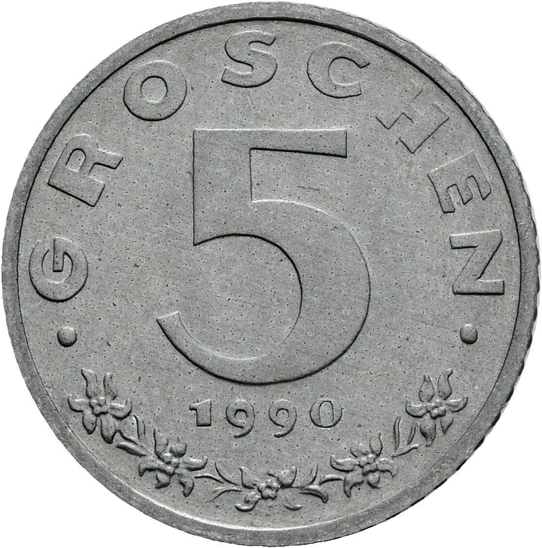 5 Groschen 1990 – Vorderseite