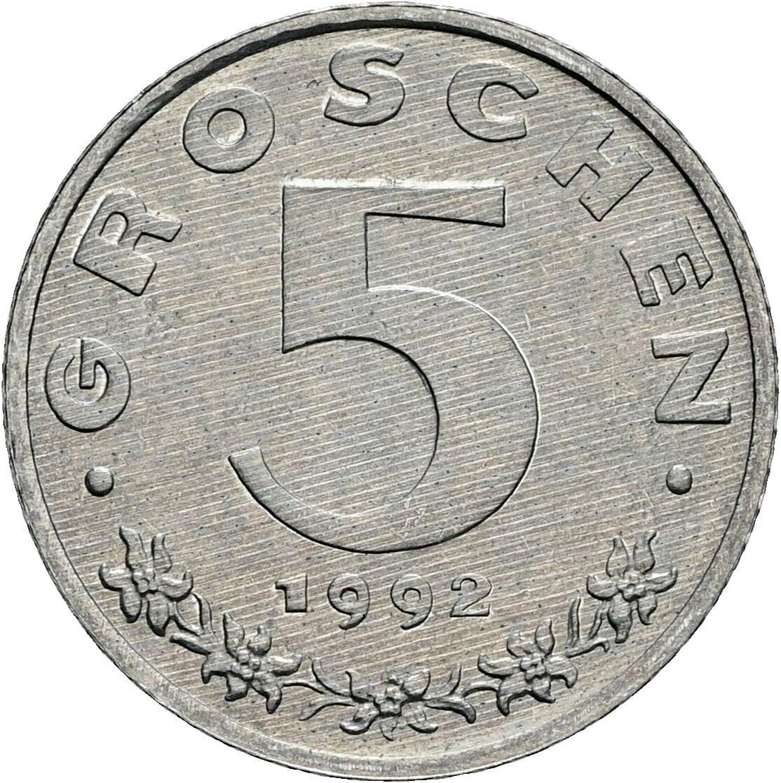 5 Groschen 1992 – Vorderseite
