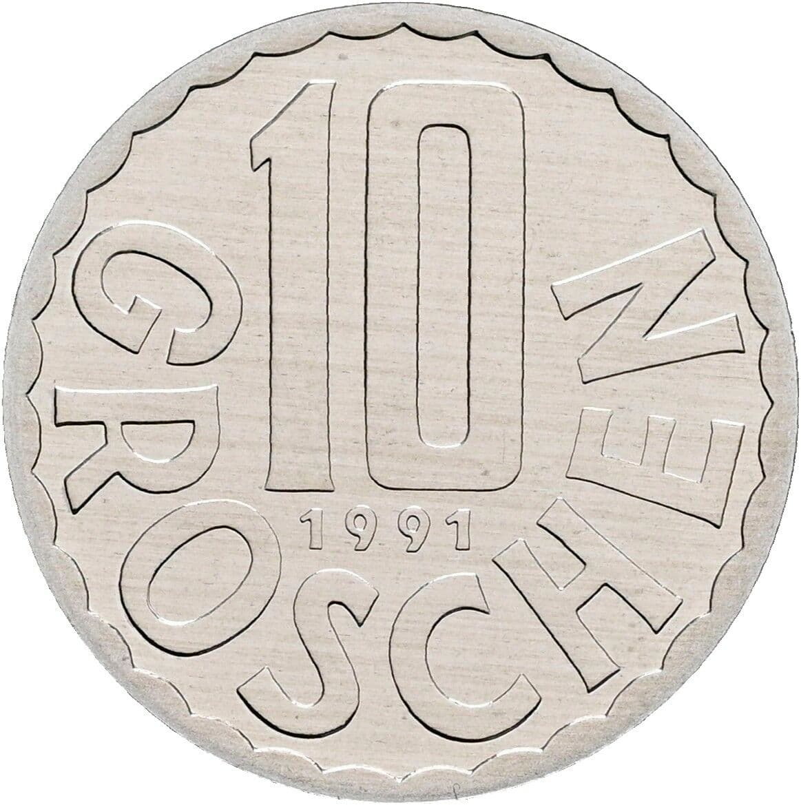 10 Groschen 1991 – Vorderseite
