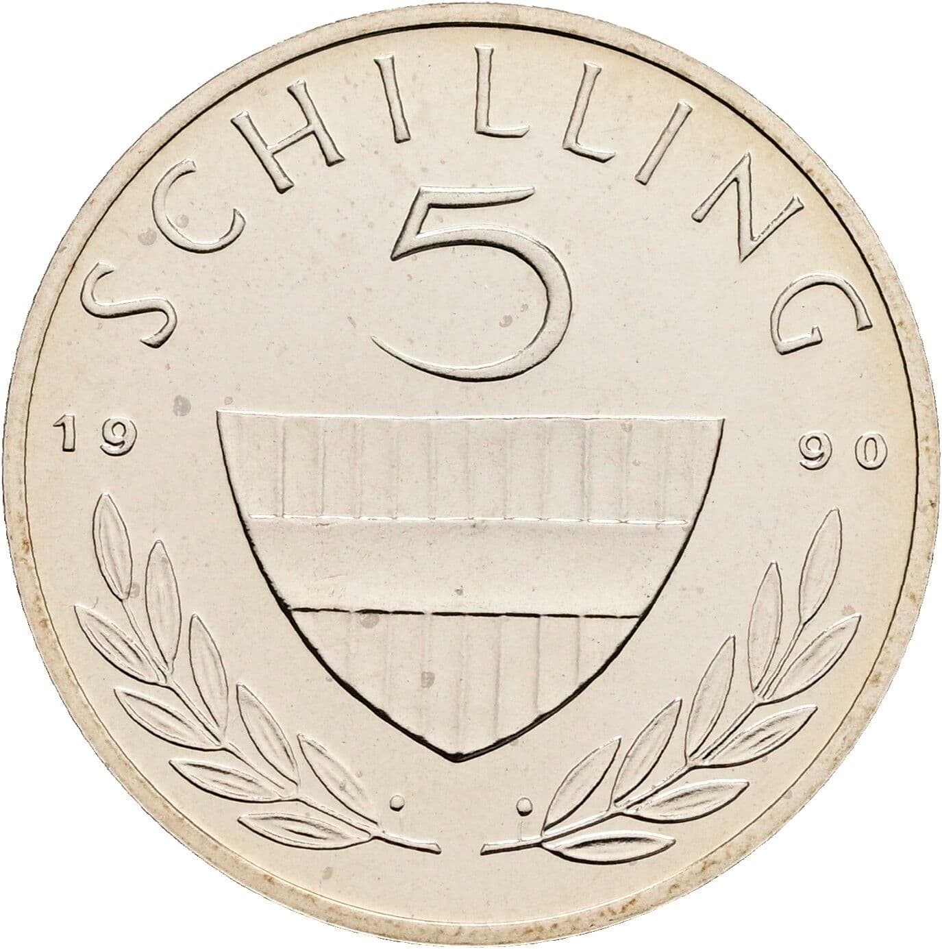 5 Schilling 1990 – Vorderseite