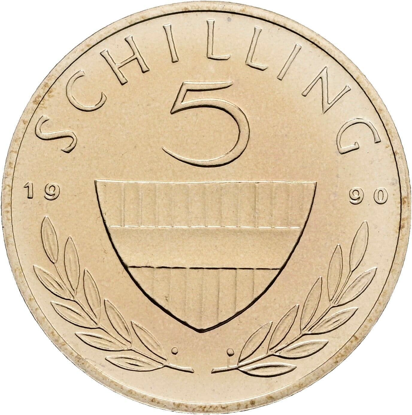 5 Schilling 1990 – Vorderseite