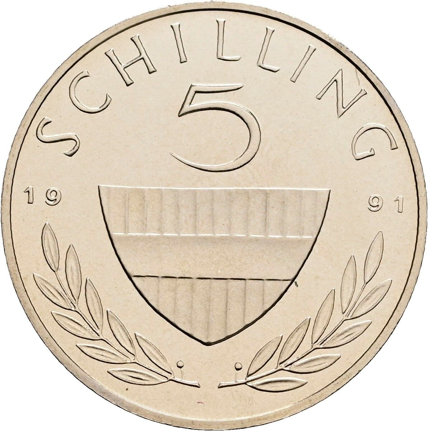 5 Schilling 1991 – Vorderseite
