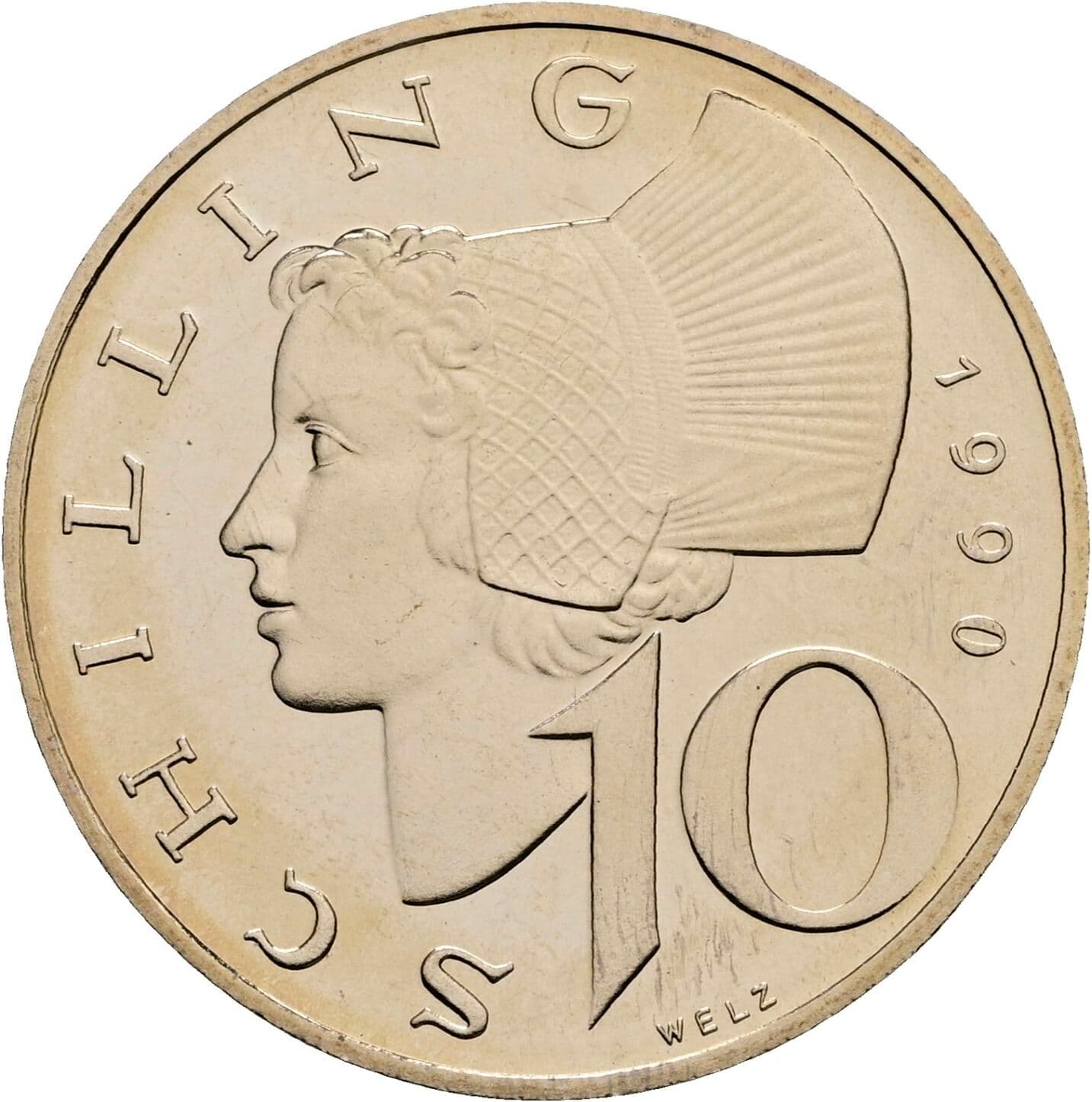 10 Schilling 1990 – Vorderseite
