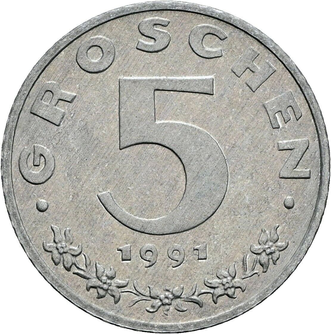 5 Groschen 1991 – Vorderseite
