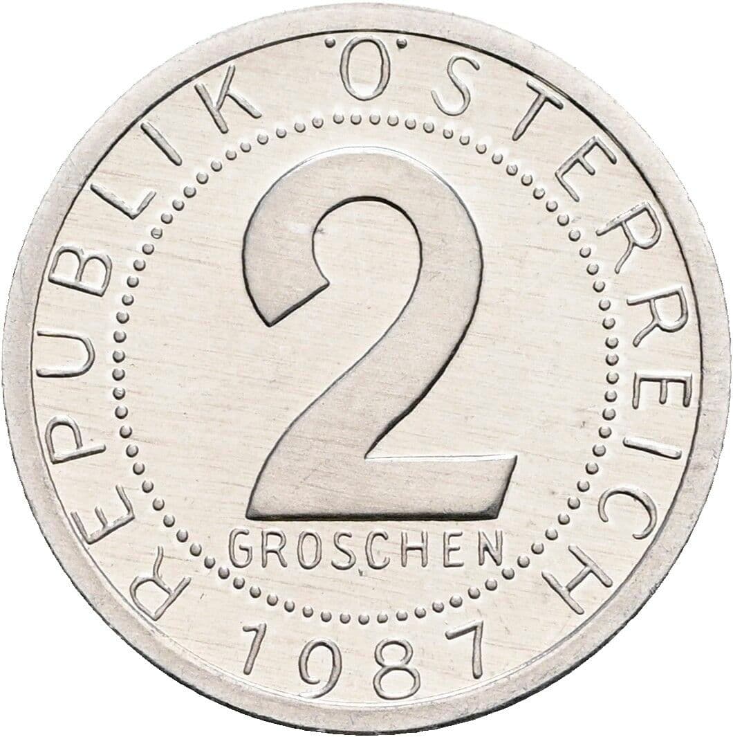 2 Groschen 1987 – Vorderseite