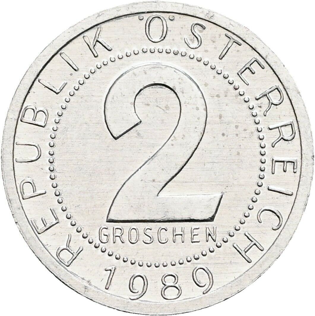 2 Groschen 1989 – Vorderseite