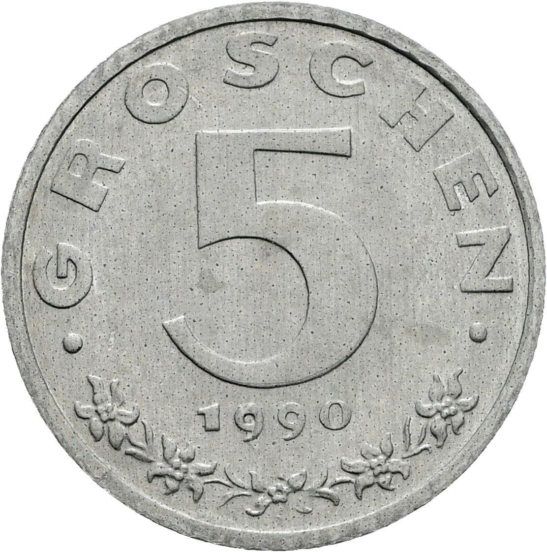 5 Groschen 1990 – Vorderseite
