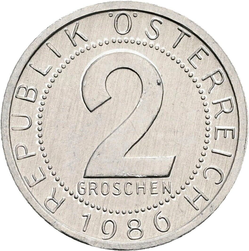2 Groschen 1986 – Vorderseite