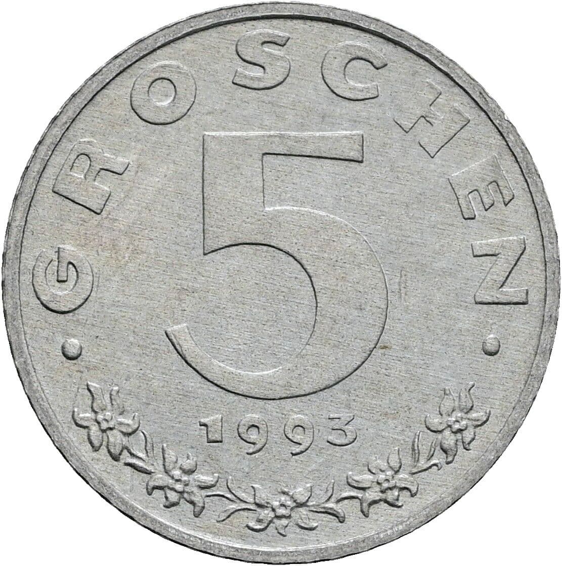 5 Groschen 1993 – Vorderseite