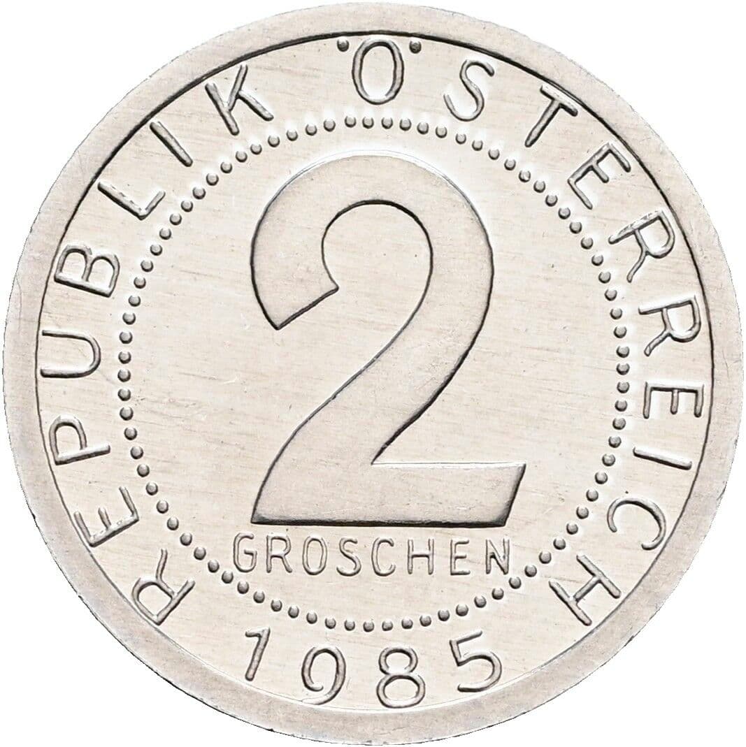 2 Groschen 1985 – Vorderseite
