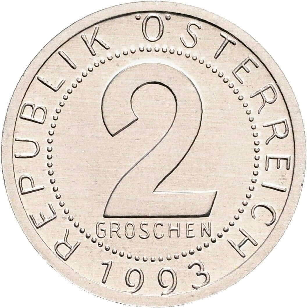 2 Groschen 1993 – Vorderseite