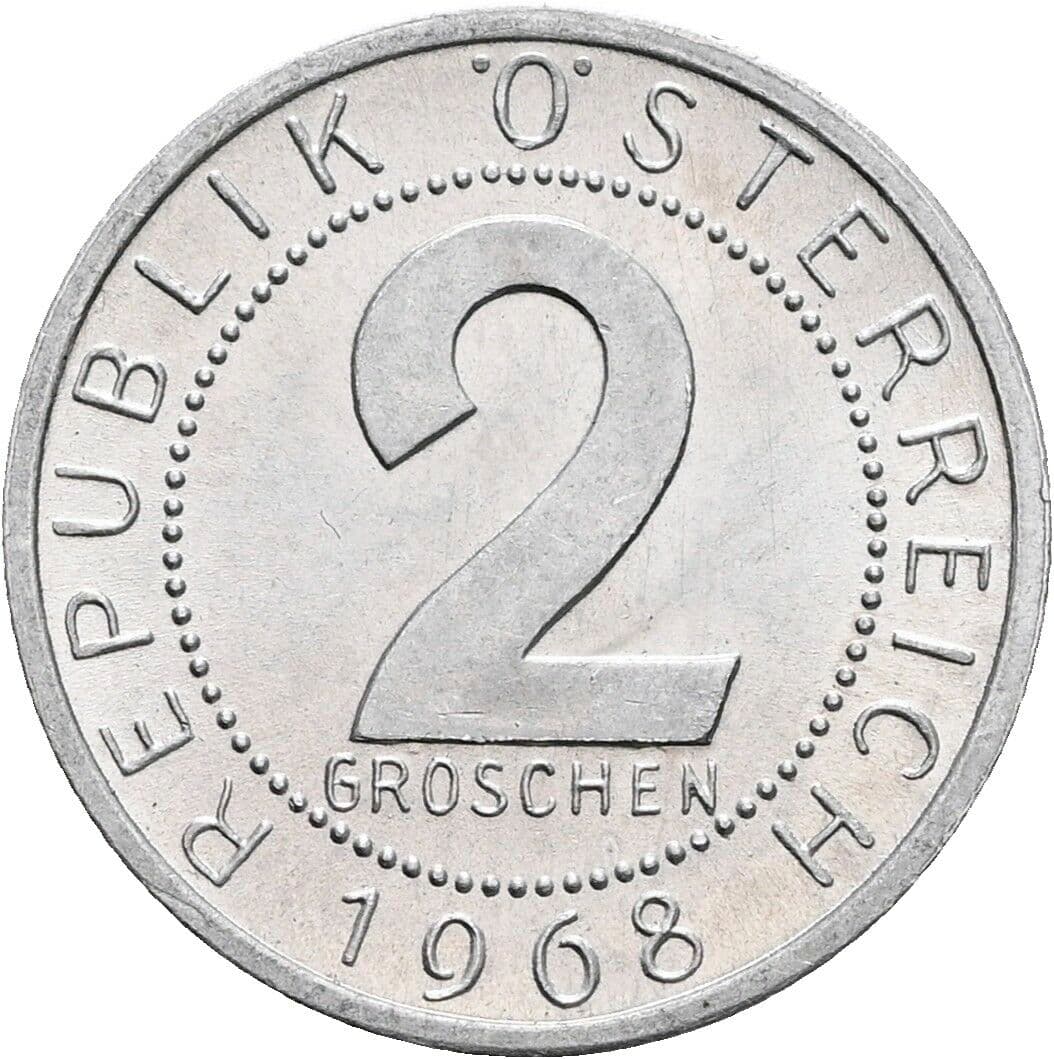 2 Groschen 1968 – Vorderseite