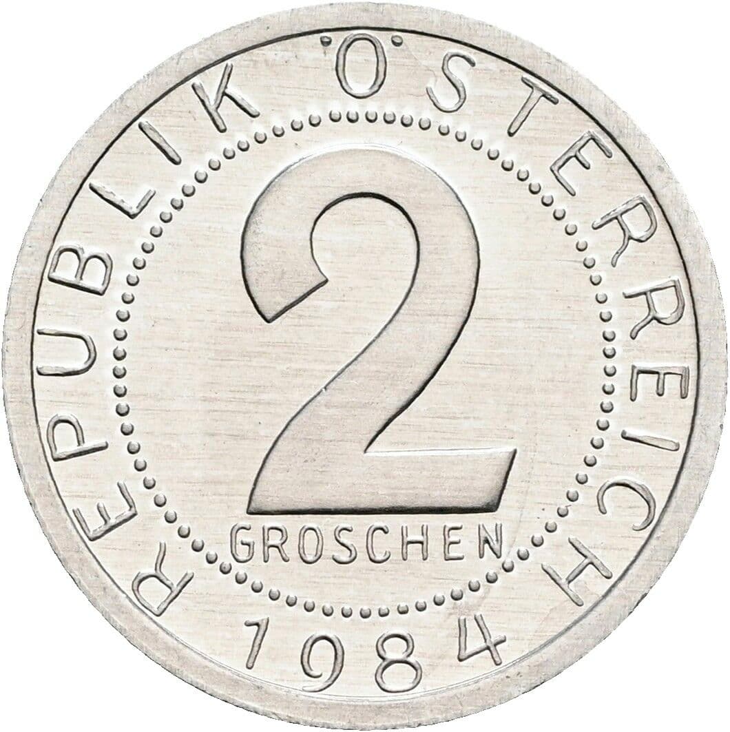 2 Groschen 1984 – Vorderseite