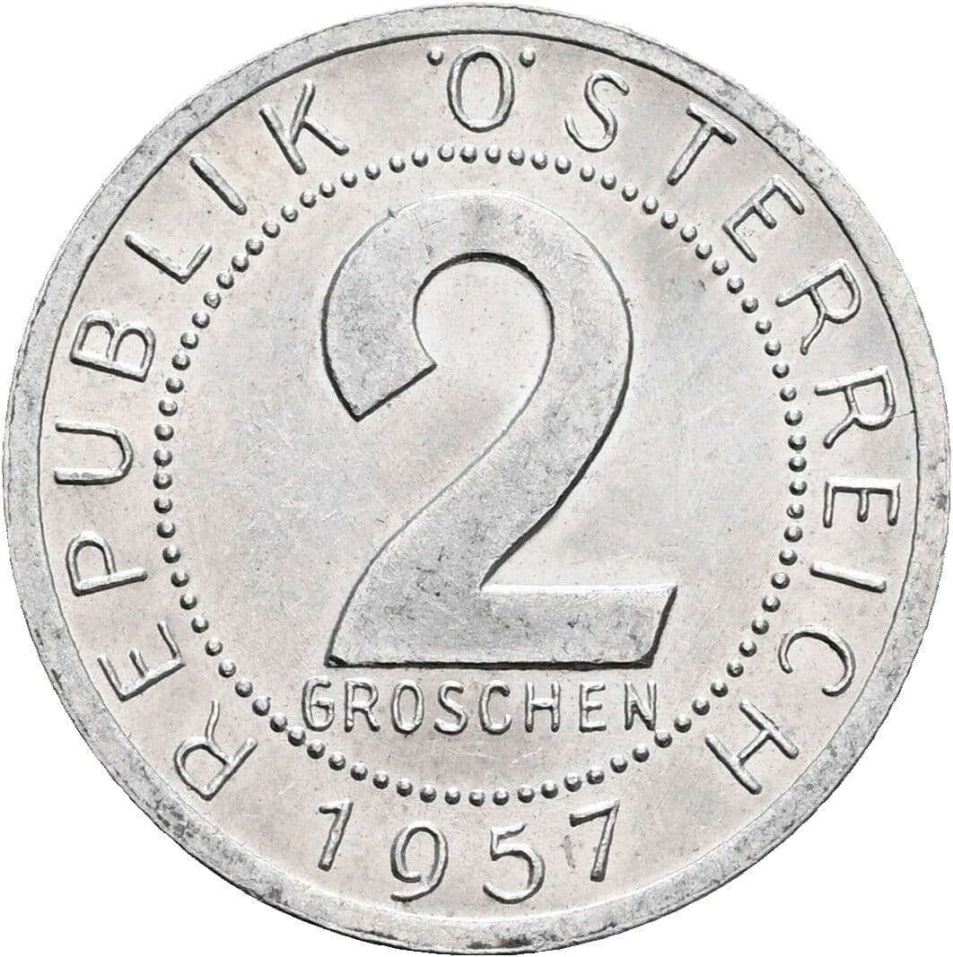 2 Groschen 1957 – Vorderseite