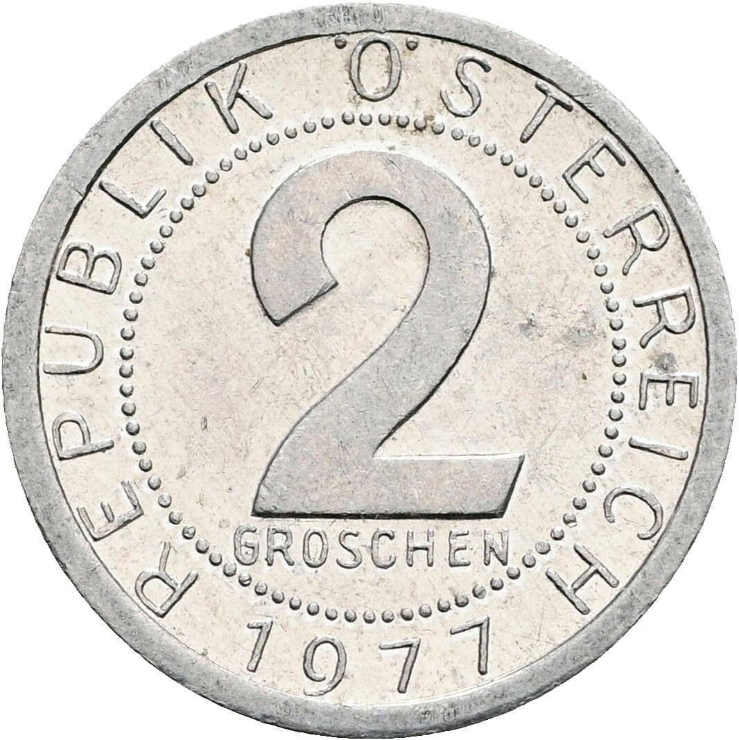 2 Groschen 1977 – Vorderseite