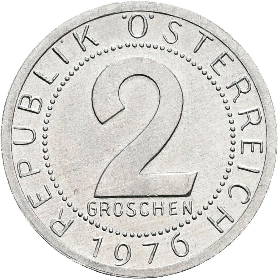 2 Groschen 1976 – Vorderseite