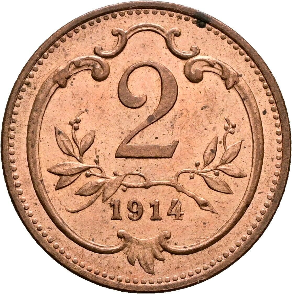 2 Heller Franz Joseph I. 1848-1916 1914 – Vorderseite