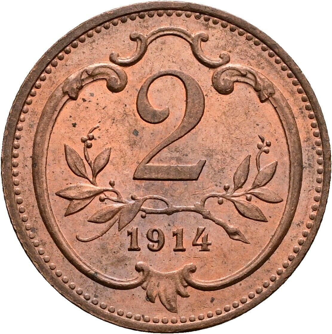 2 Heller Franz Joseph I. 1848-1916 1914 – Vorderseite