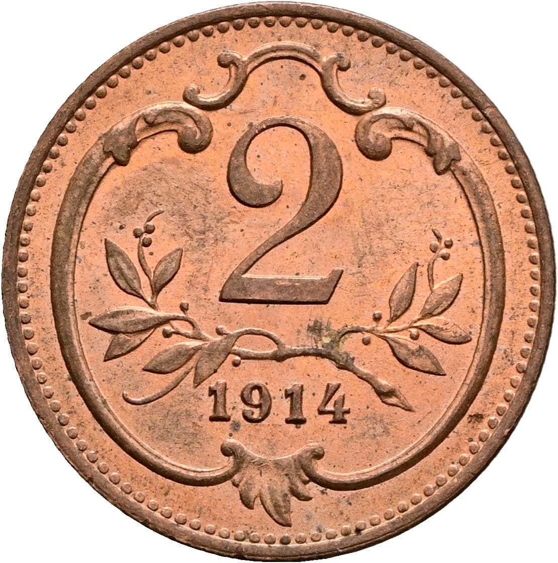 2 Heller Franz Joseph I. 1848-1916 1914 – Vorderseite