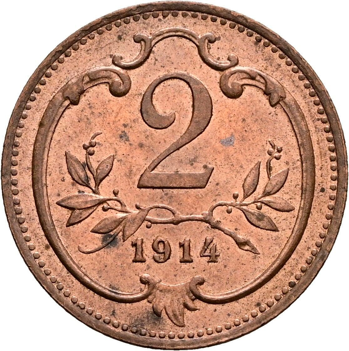 2 Heller Franz Joseph I. 1848-1916 1914 – Vorderseite