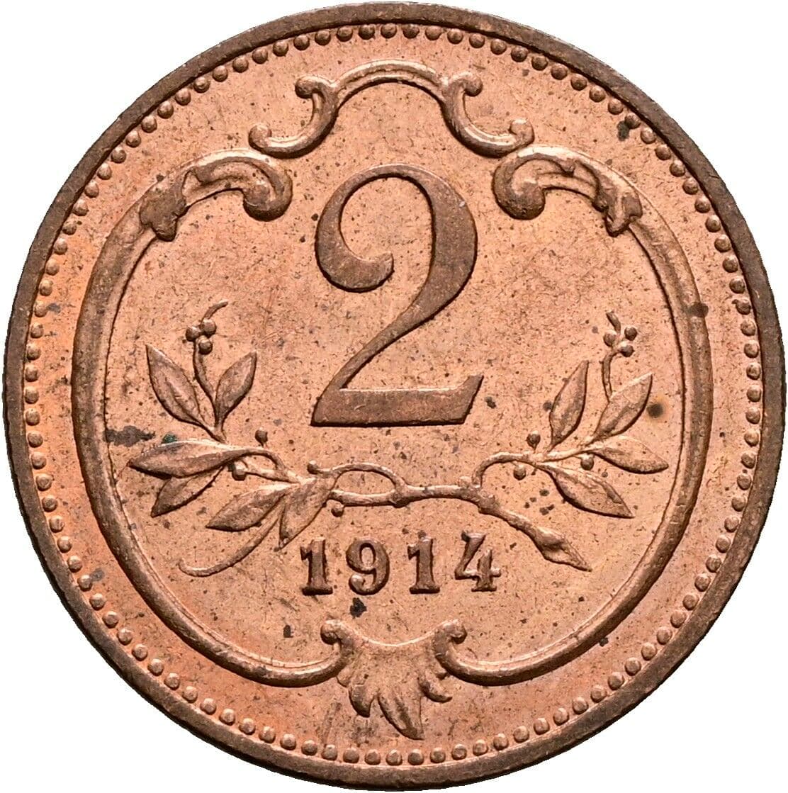 2 Heller Franz Joseph I. 1848-1916 1914 – Vorderseite