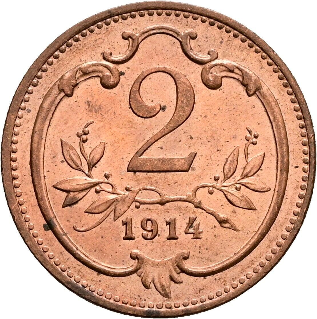 2 Heller Franz Joseph I. 1848-1916 1914 – Vorderseite