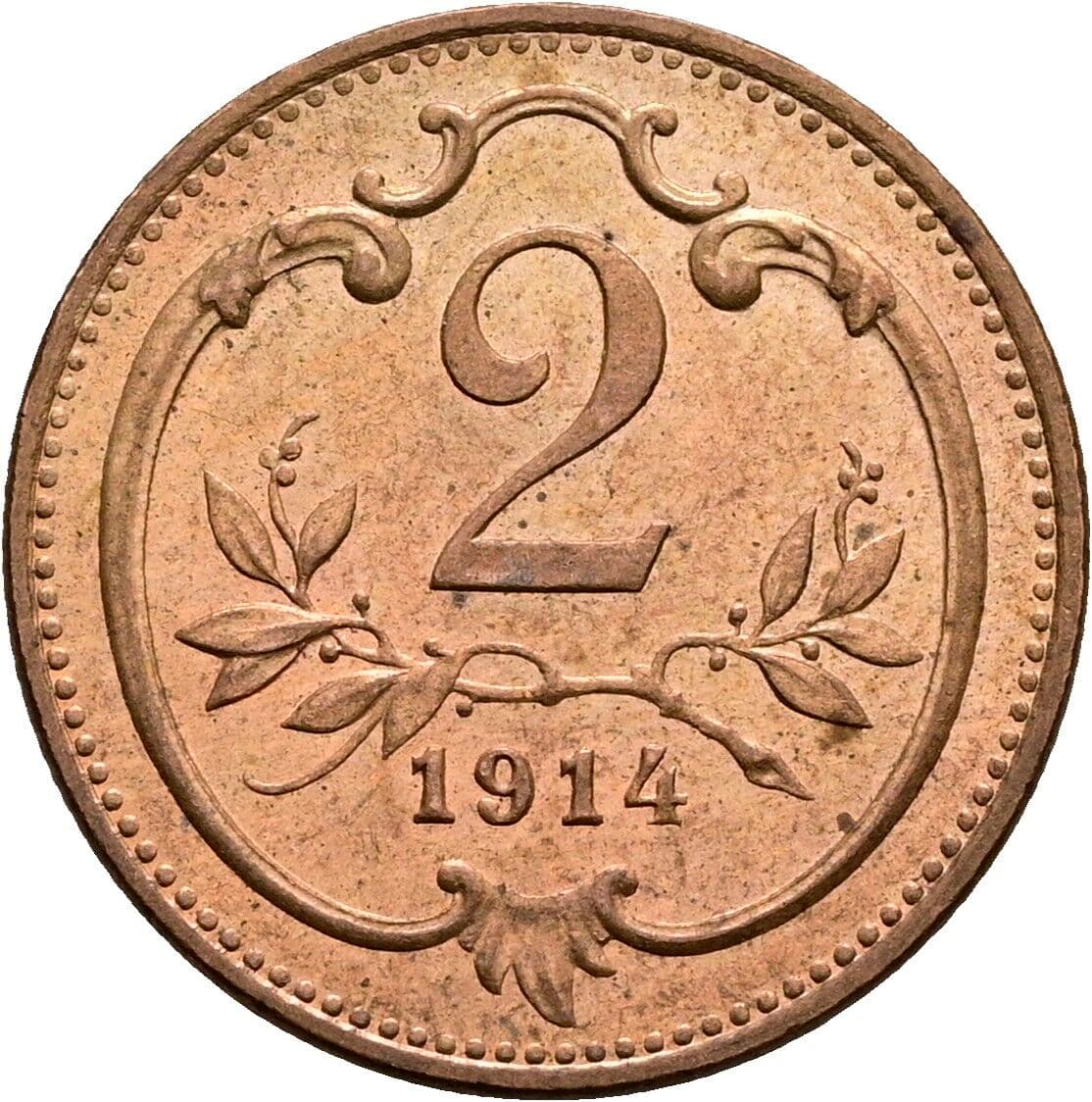 2 Heller Franz Joseph I. 1848-1916 1914 – Vorderseite