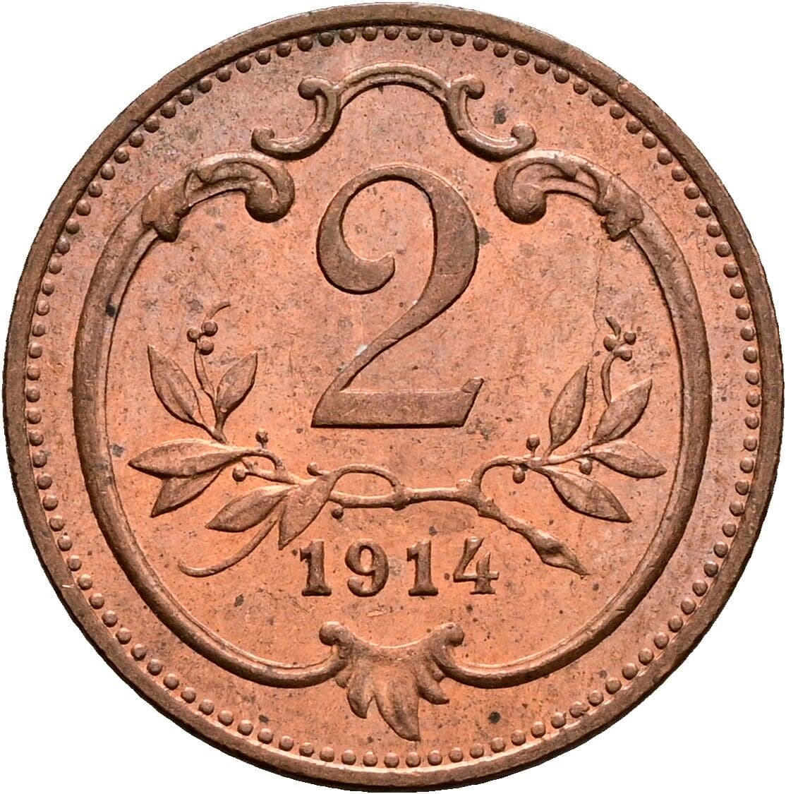 2 Heller Franz Joseph I. 1848-1916 1914 – Vorderseite