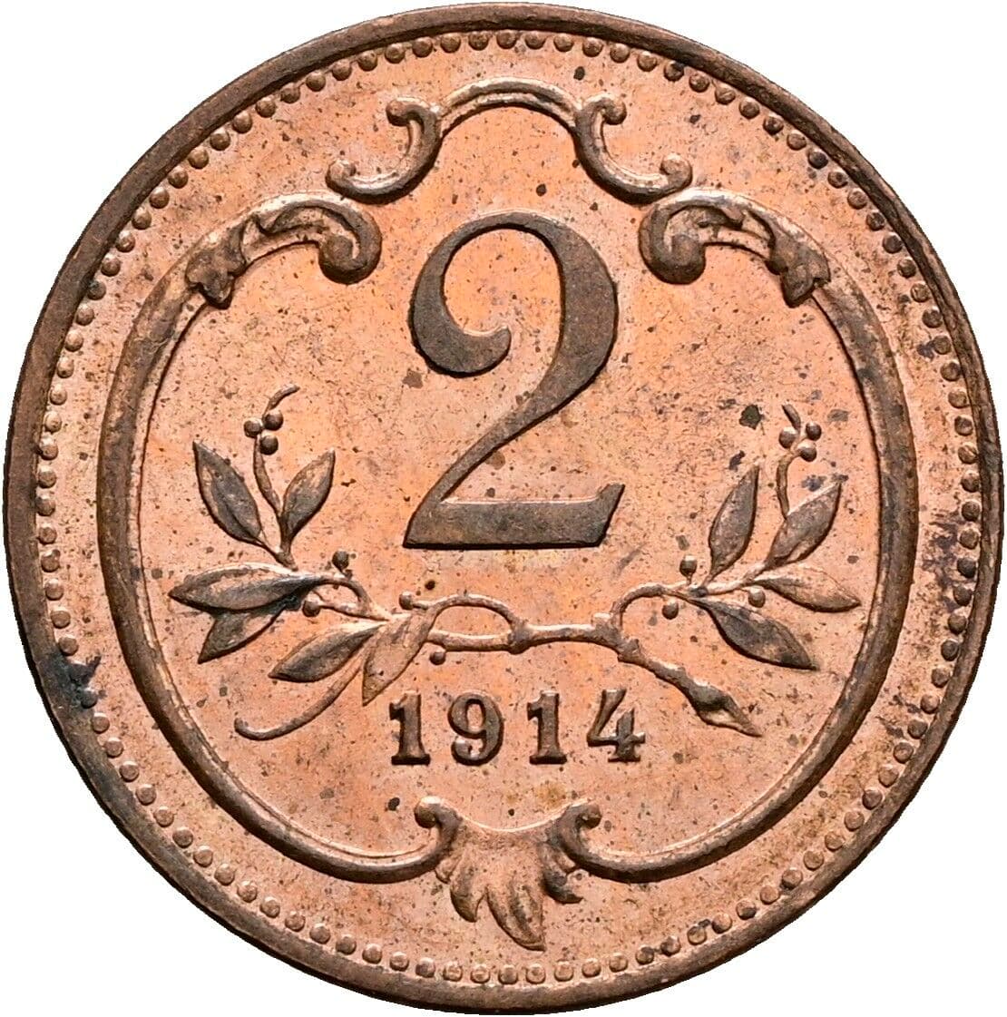 2 Heller Franz Joseph I. 1848-1916 1914 – Vorderseite