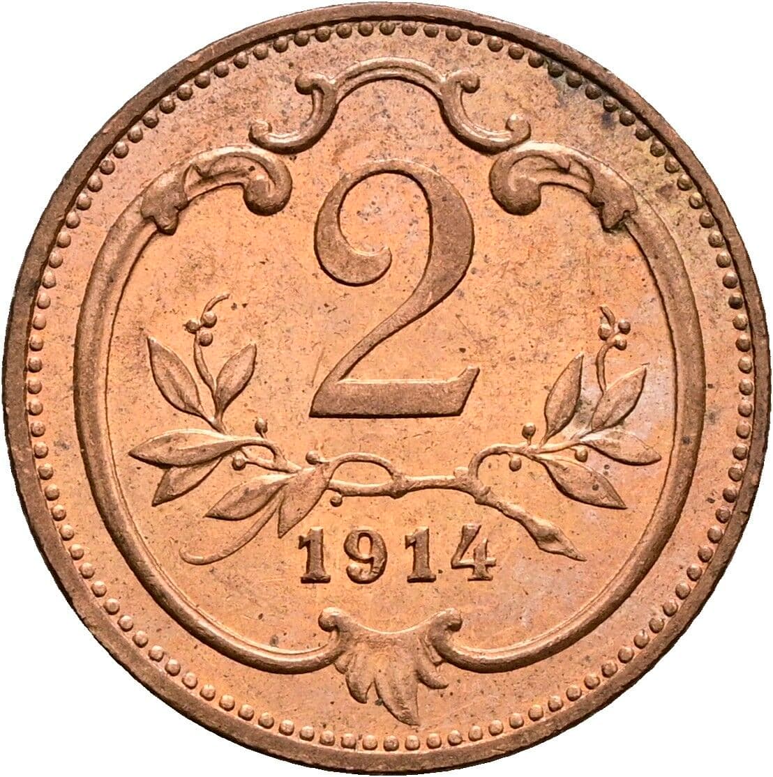 2 Heller Franz Joseph I. 1848-1916 1914 – Vorderseite
