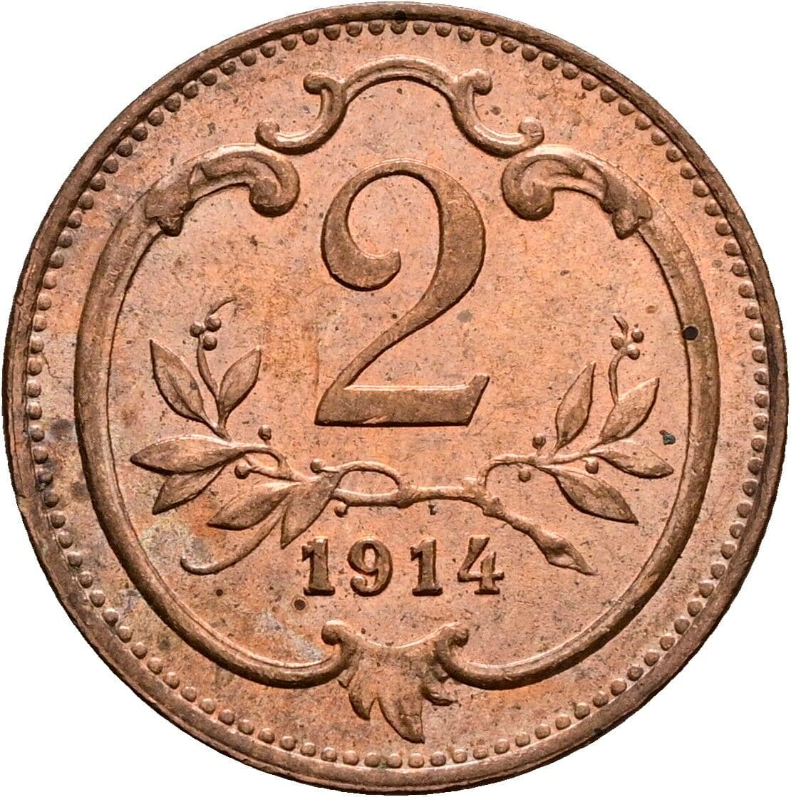 2 Heller Franz Joseph I. 1848-1916 1914 – Vorderseite