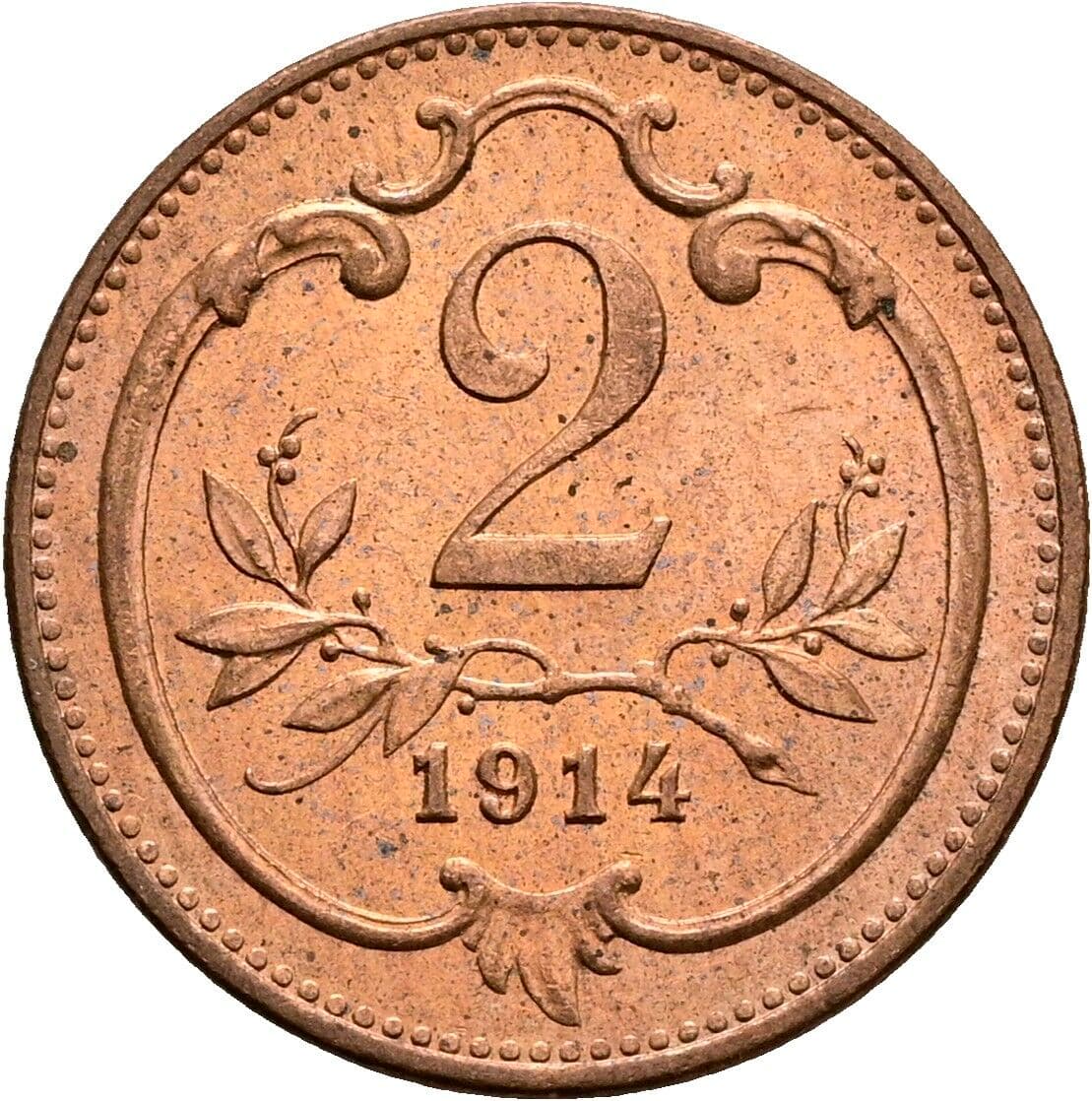 2 Heller Franz Joseph I. 1848-1916 1914 – Vorderseite