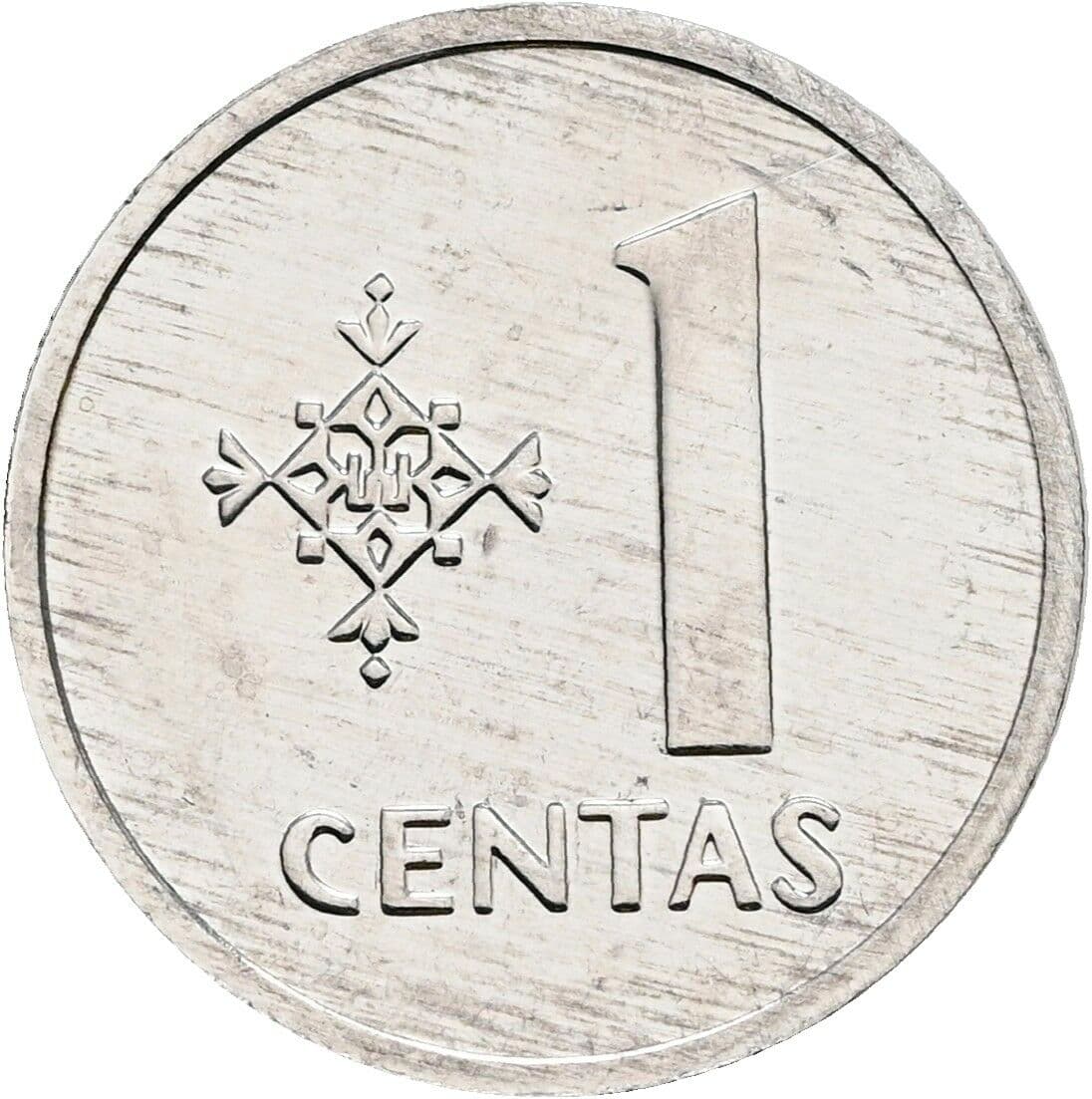 1 Centas 1991 – Vorderseite